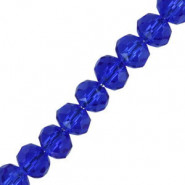 Abalorios de vidrio rondelle Facetados 4x3mm - Cerulean blue pearl shine coating